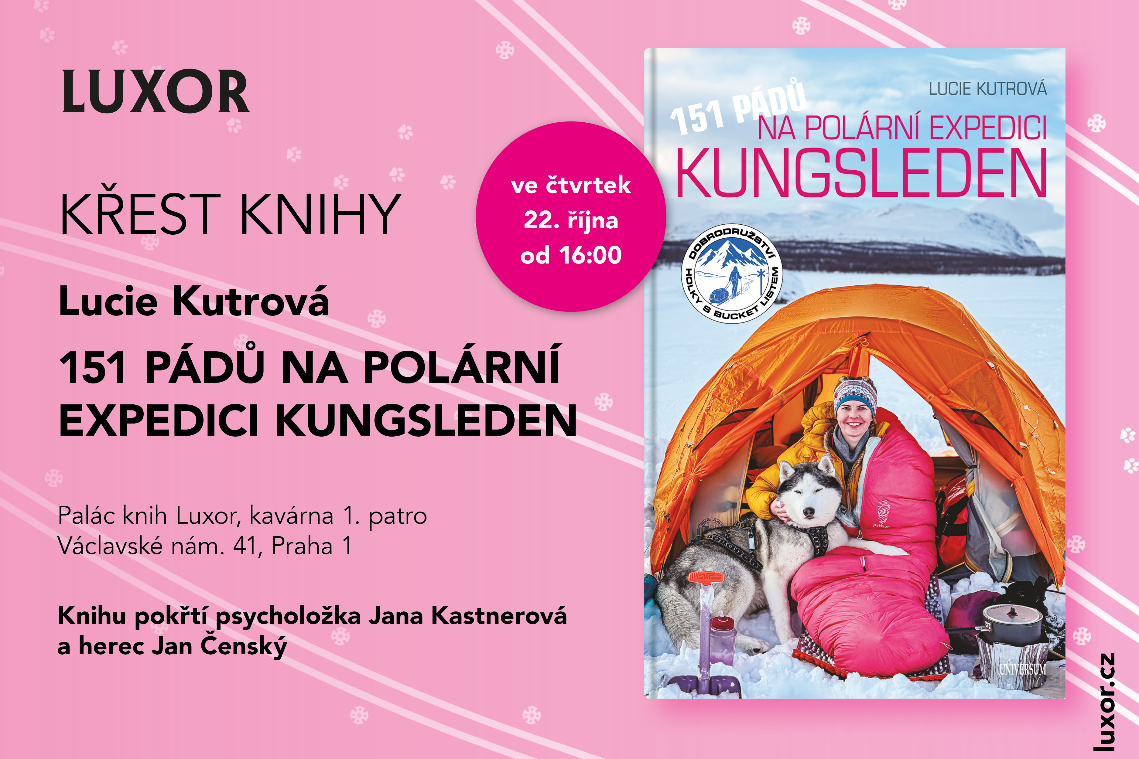 Křest cestovatelky a spisovatelky Lucie Kutrové