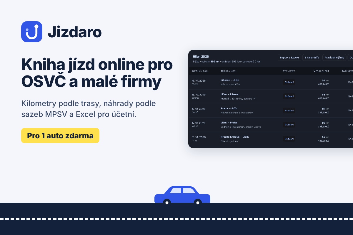 Jizdaro – kniha jízd online